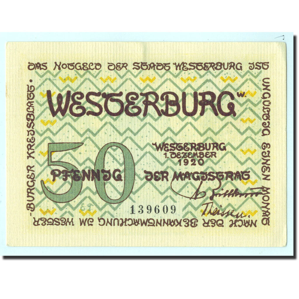 Biljet, Duitsland, Westerburg, 50 Pfennig, paysage 1, 1920, 1920-12-01, NIEUW