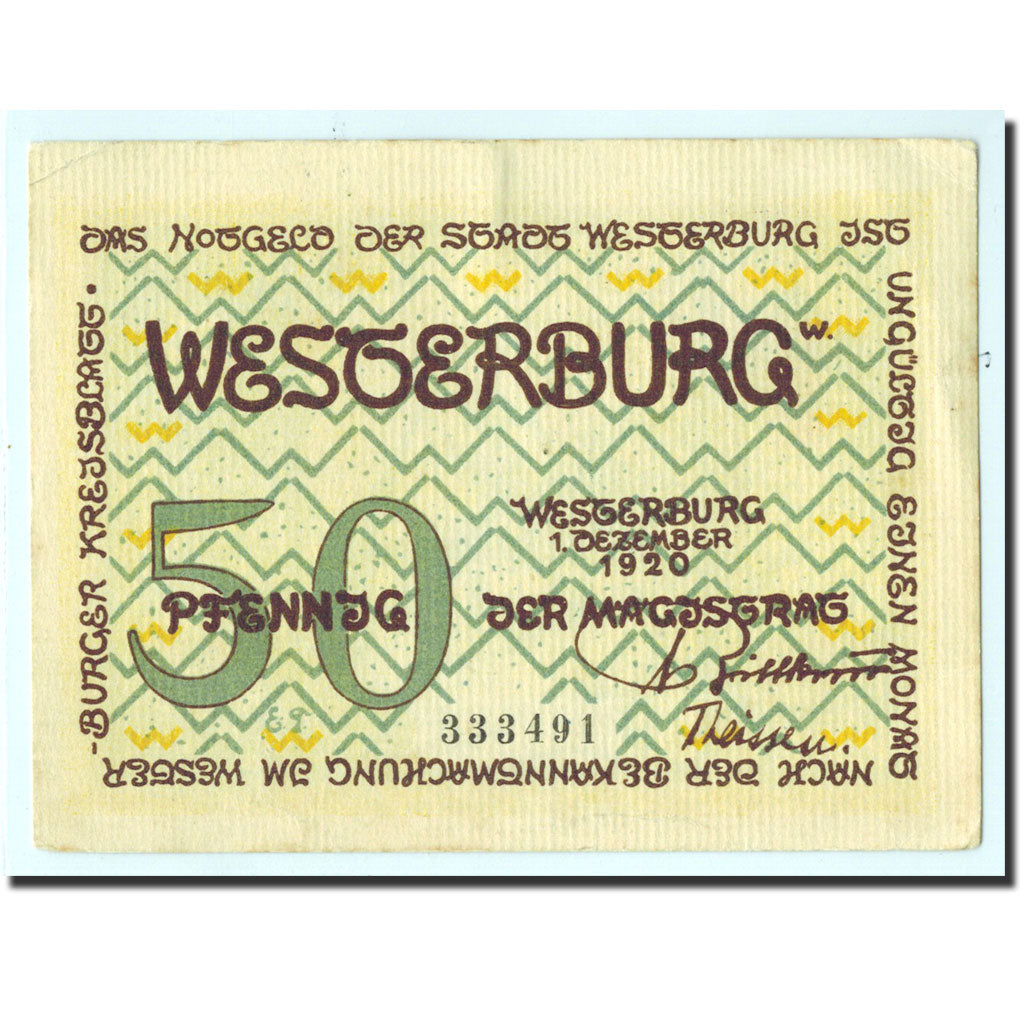 Biljet, Duitsland, Westerburg, 50 Pfennig, paysage 2, 1920, 1920-12-01, NIEUW