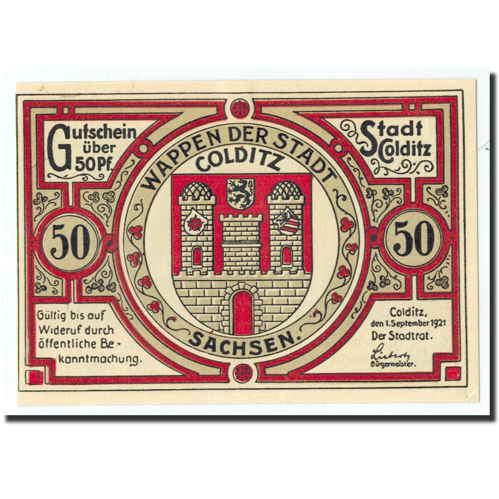 Biljet, Duitsland, Colditz Stadt, 50 Pfennig, personnage, 1921, 1921-09-01