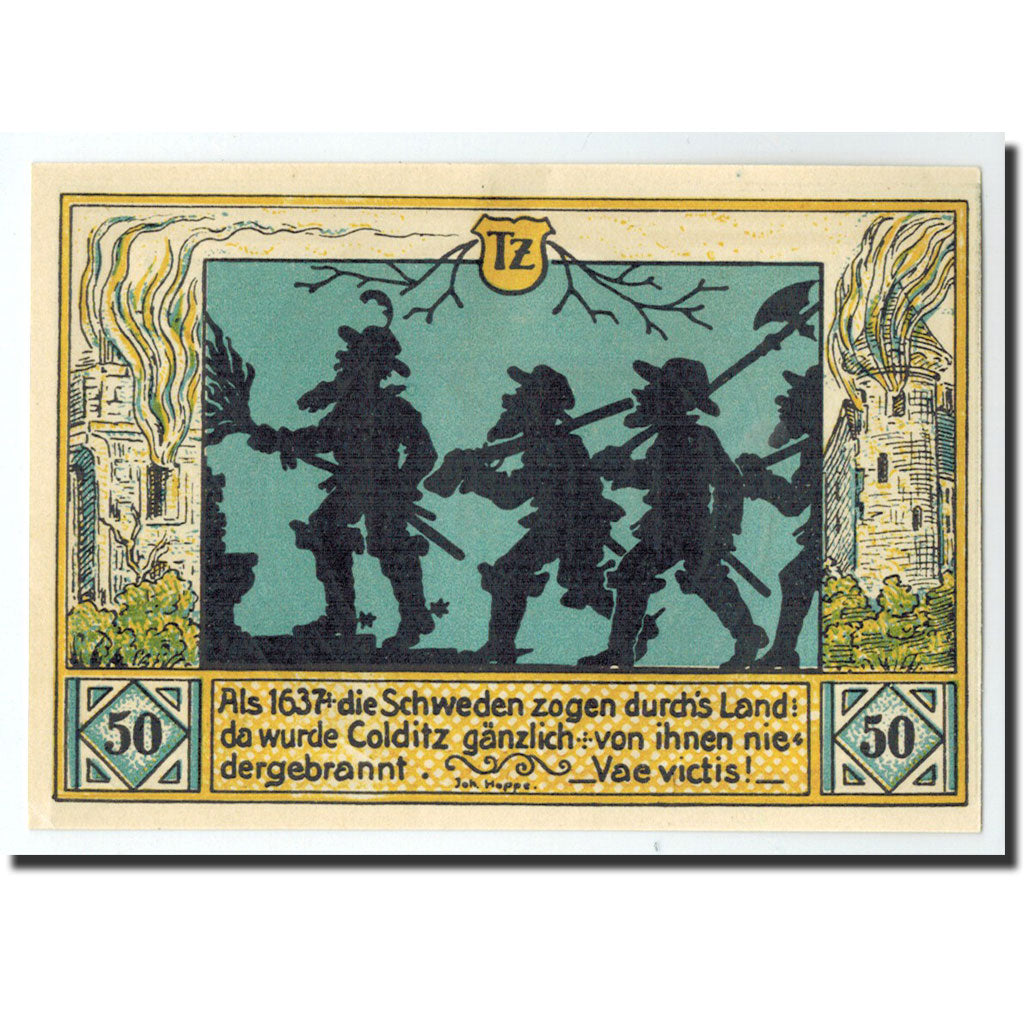 Biljet, Duitsland, Colditz Stadt, 50 Pfennig, personnage, 1921, 1921-09-01