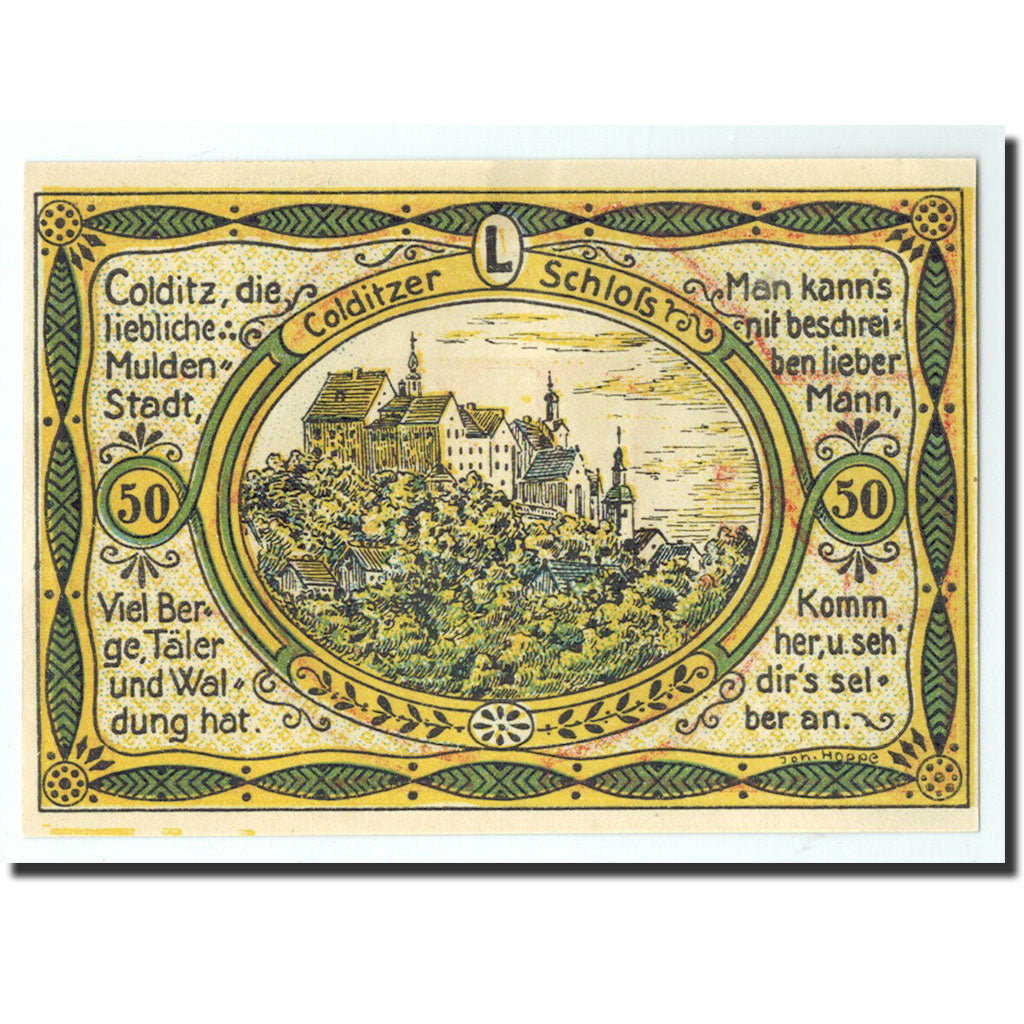 Biljet, Duitsland, Colditz Stadt, 50 Pfennig, paysage, 1921, 1921-09-01, NIEUW