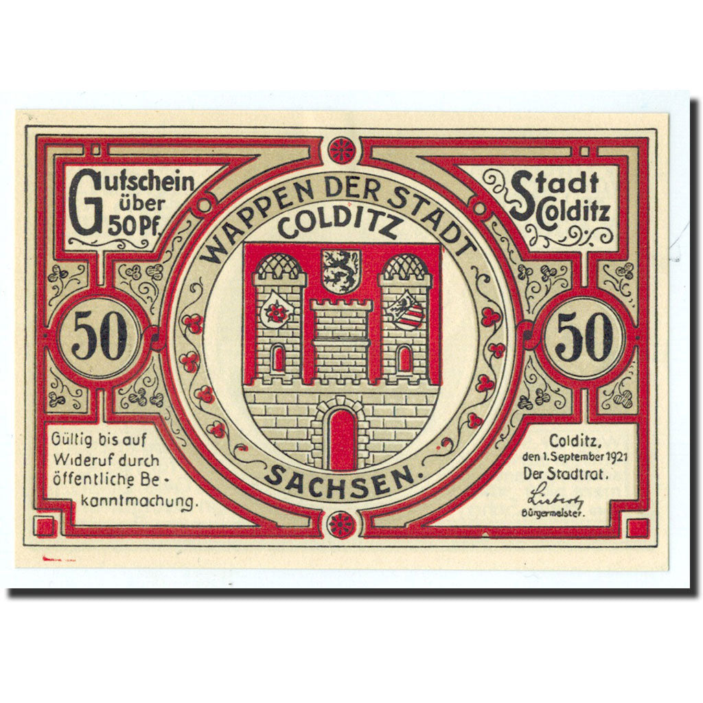 Biljet, Duitsland, Colditz Stadt, 50 Pfennig, poterie, 1921, 1921-09-01, NIEUW