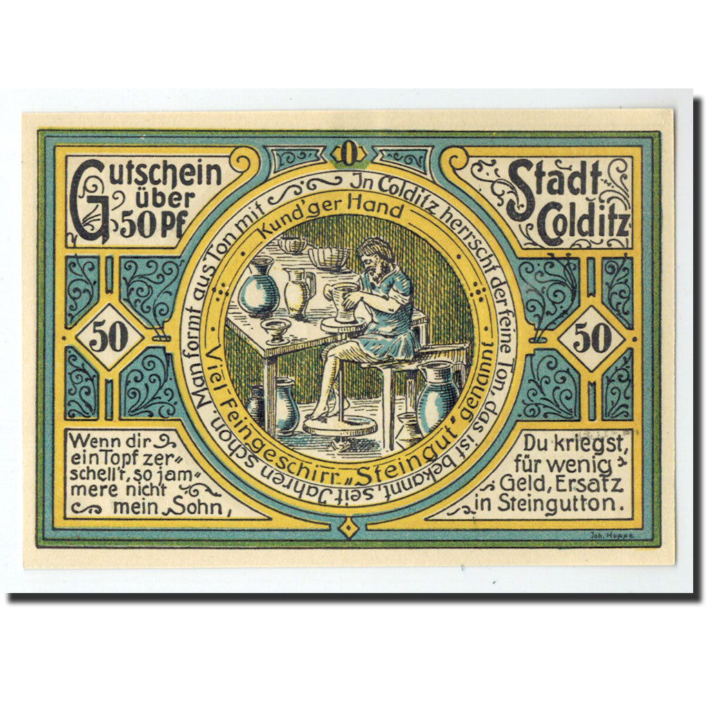 Biljet, Duitsland, Colditz Stadt, 50 Pfennig, poterie, 1921, 1921-09-01, NIEUW