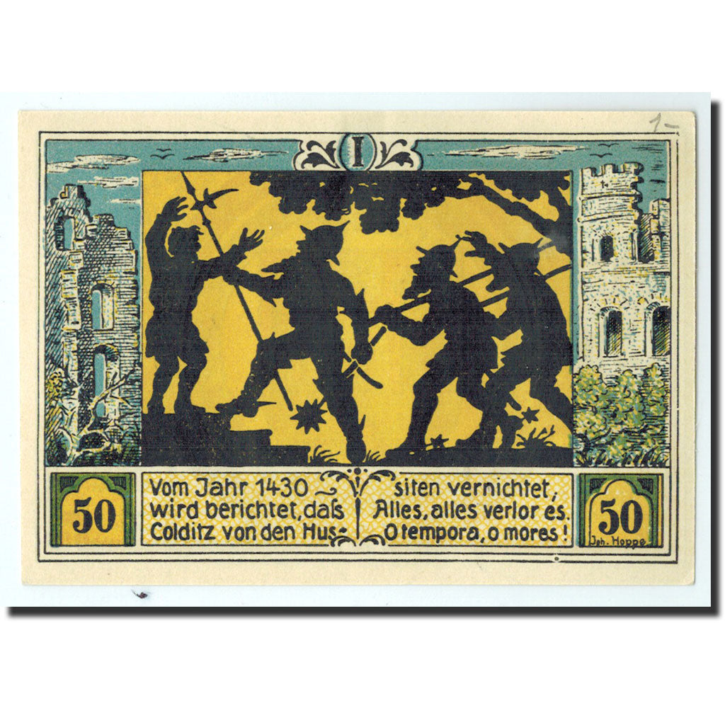 Billet, Allemagne, Colditz Stadt, 50 Pfennig, personnage 1, 1921, 1921-09-01