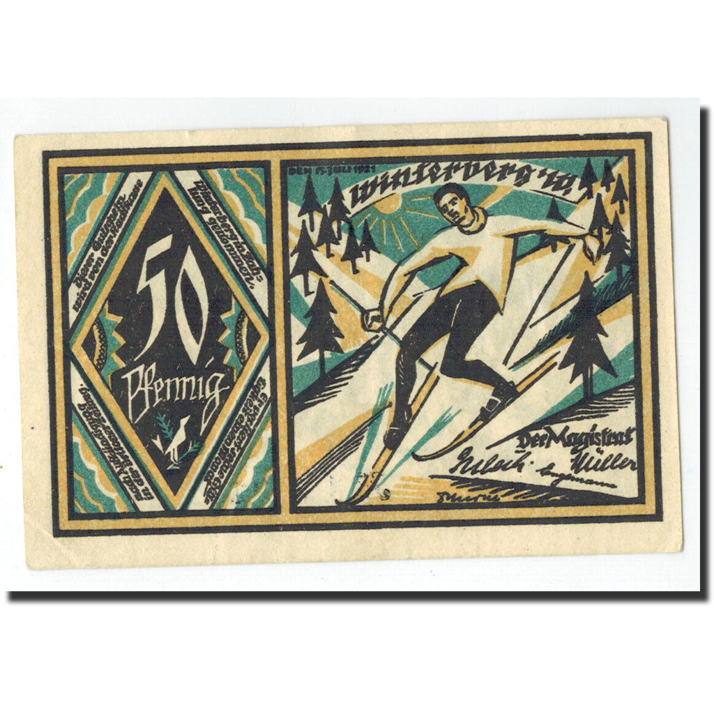 Biljet, Duitsland, Winterberg, 50 Pfennig, ski, 1921, 1921-07-15, NIEUW