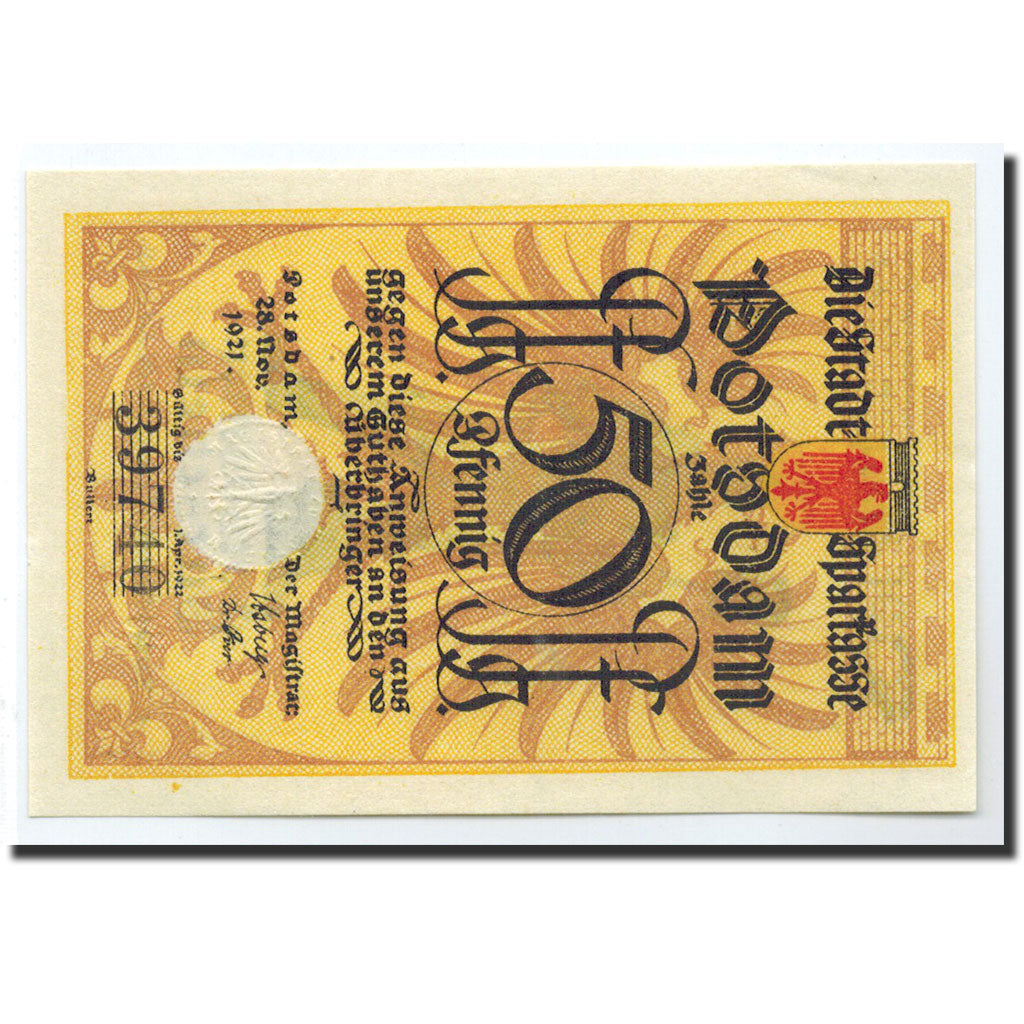Billet, Allemagne, Potsdam, 50 Pfennig, soldat 2, 1921, 1921-11-28, NEUF
