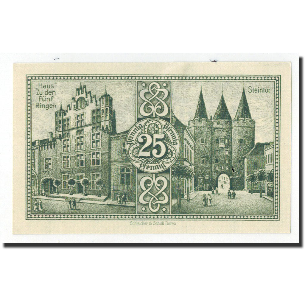 Billet, Allemagne, Goch, 25 Pfennig, Monument, 1921, 1921-06-01, NEUF