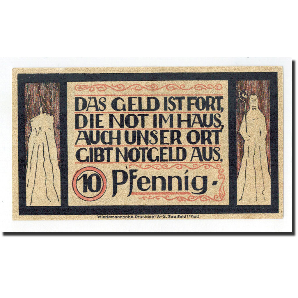 Biljet, Duitsland, Lauenstein, 10 Pfennig, château, 1921, Undated, NIEUW