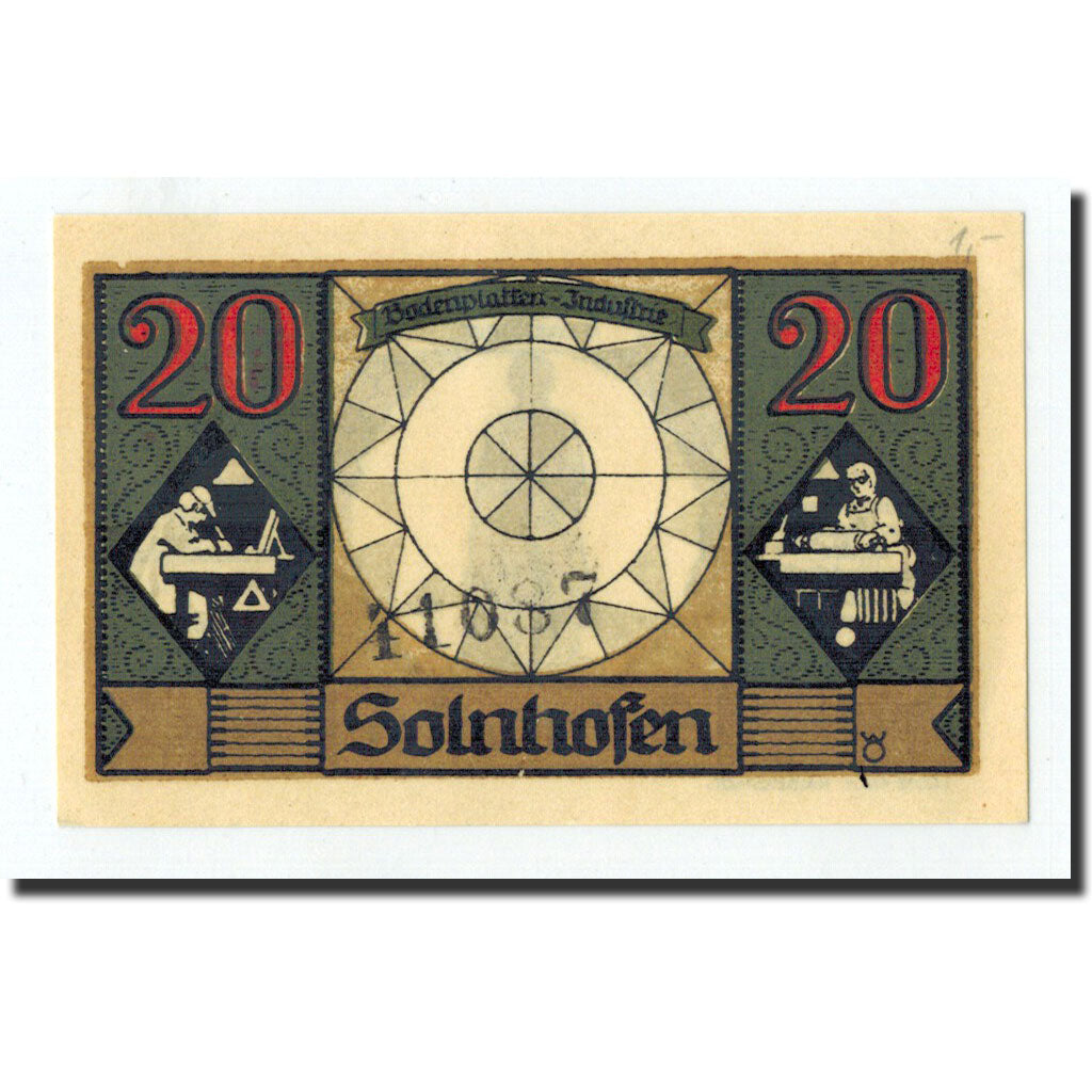 Billet, Allemagne, Solnhofen Gemeinde, 20 Pfennig, métier, 1921, 1921-07-01