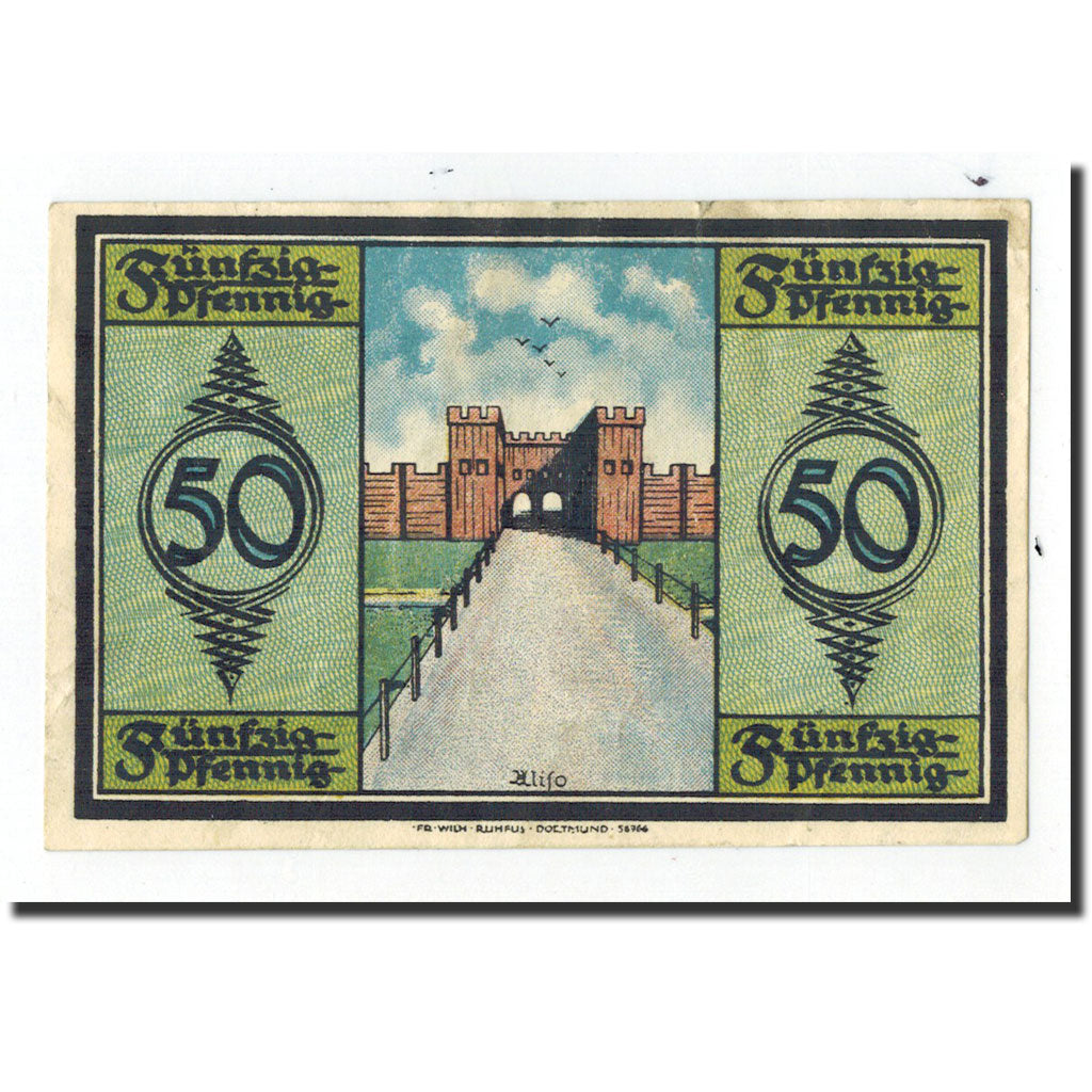 Billet, Allemagne, Haltern, 50 Pfennig, château, 1921, 1921-06-01, TTB+