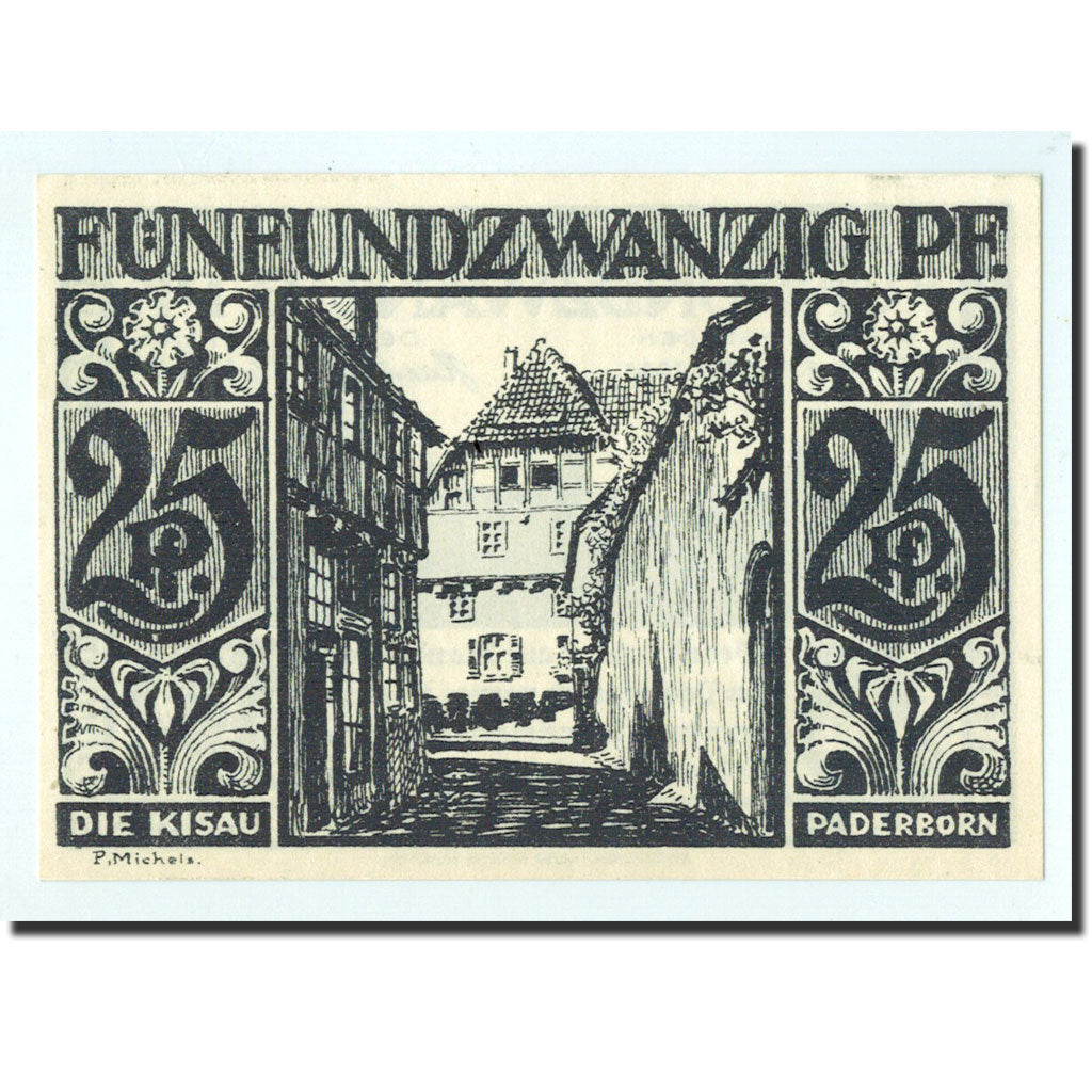 Billet, Allemagne, Paderborn, 25 Pfennig, ruelle 1, 1921, 1921-11-10, NEUF