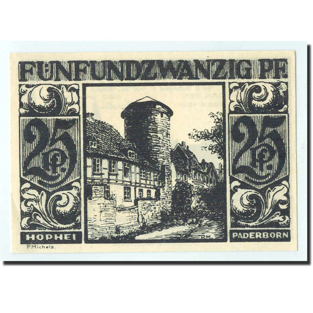 Billet, Allemagne, Paderborn, 25 Pfennig, paysage, 1921, 1921-11-10, NEUF