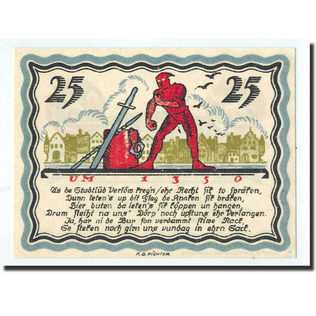 Biljet, Duitsland, Budelsdorf Gemeinde, 25 Pfennig, personnage, O.D, Undated