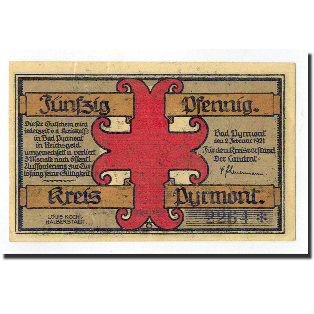 Billet, Allemagne, Pyrmont, 50 Pfennig, personnage, 1921, 1921-02-02, NEUF