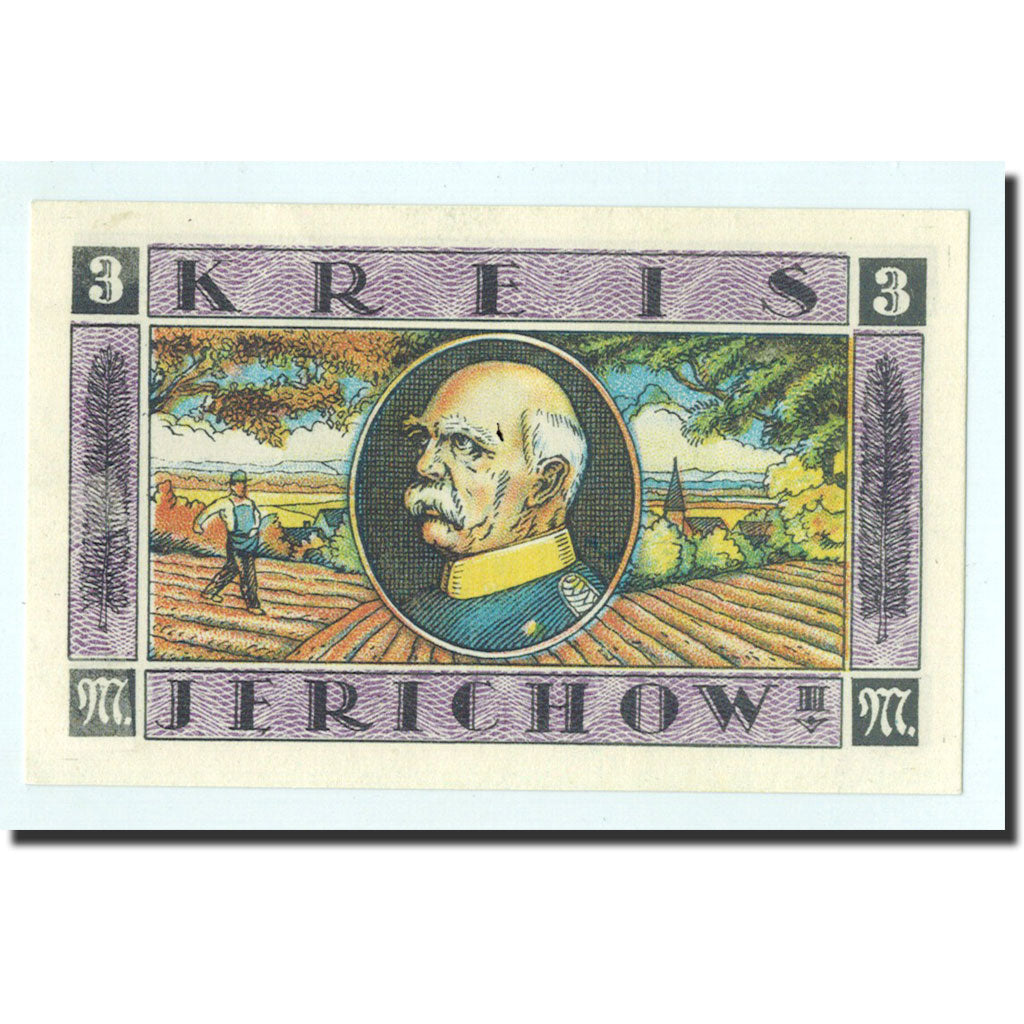 Billet, Allemagne, Jerichow, 3 Mark, portrait, 1921, 1921-07-01, NEUF