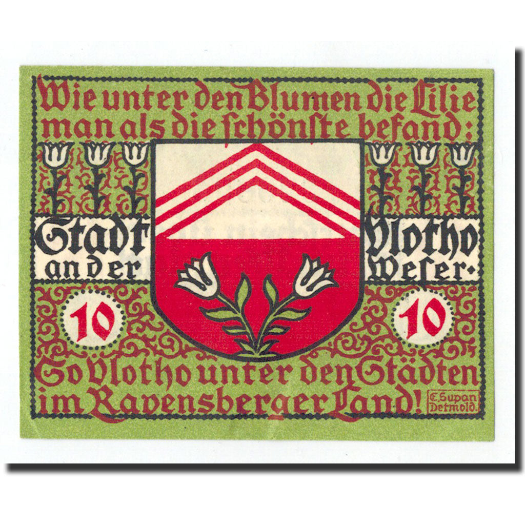 Biljet, Duitsland, Vlotho, 10 Pfennig, Citation, 1921, Undated, NIEUW