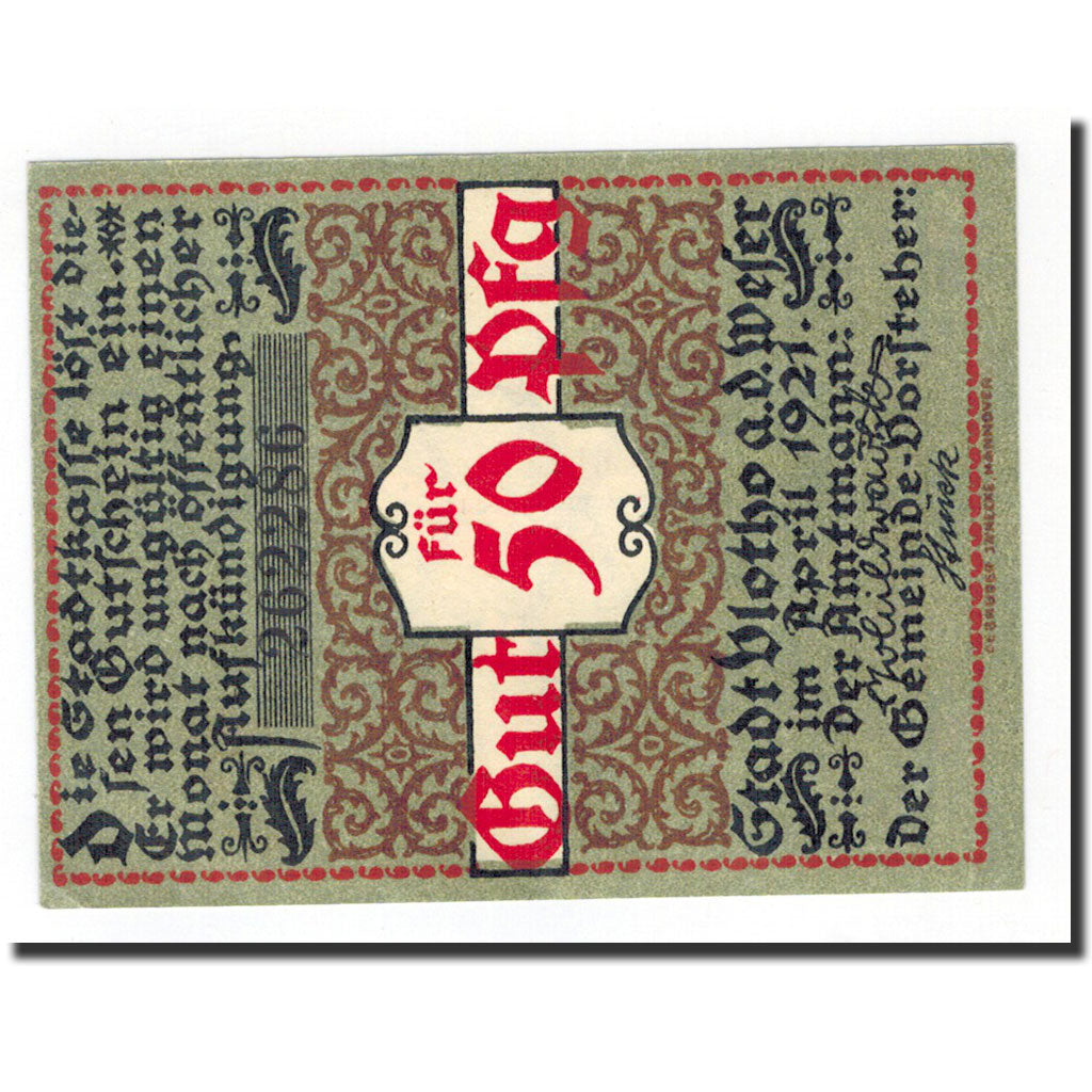 Biljet, Duitsland, Vlotho, 50 Pfennig, personnage, 1921, Undated, NIEUW