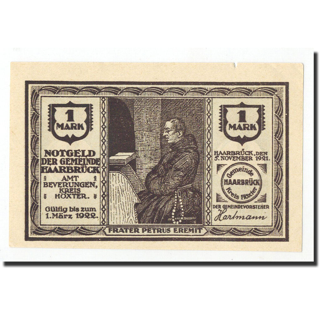Billet, Allemagne, Haarbrück, 1 Mark, Eglise, 1921, 1921-11-05, NEUF