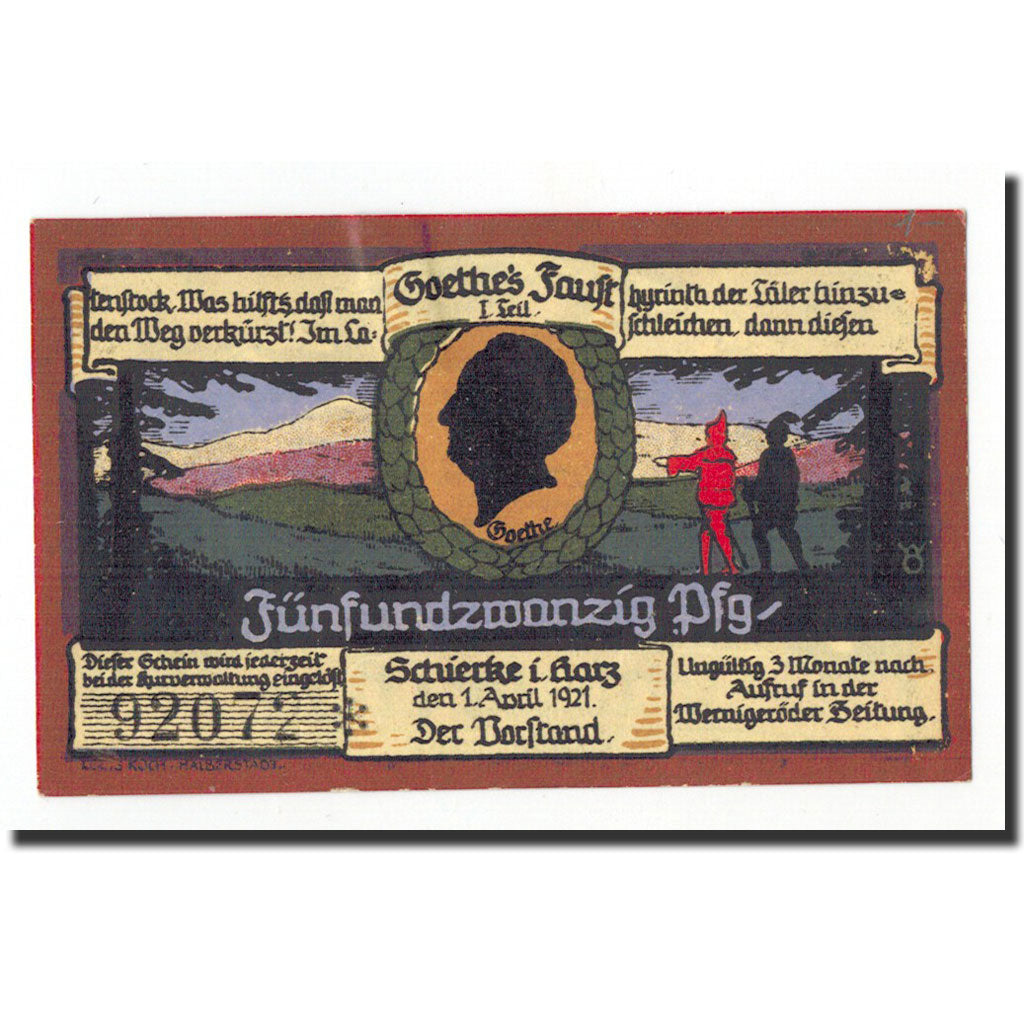 Billet, Allemagne, Schierke im Harz, 25 Pfennig, paysage 1, 1921, 1921-04-01