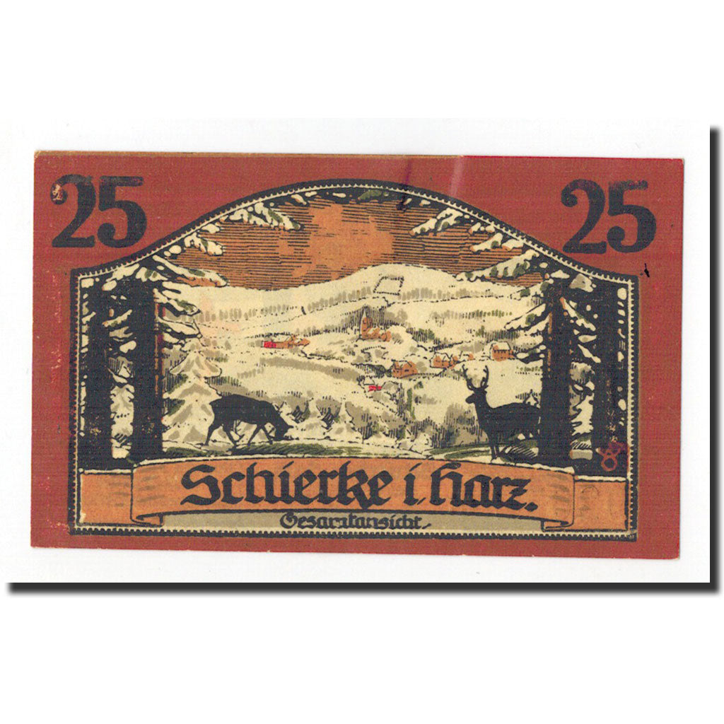 Billet, Allemagne, Schierke im Harz, 25 Pfennig, paysage 1, 1921, 1921-04-01