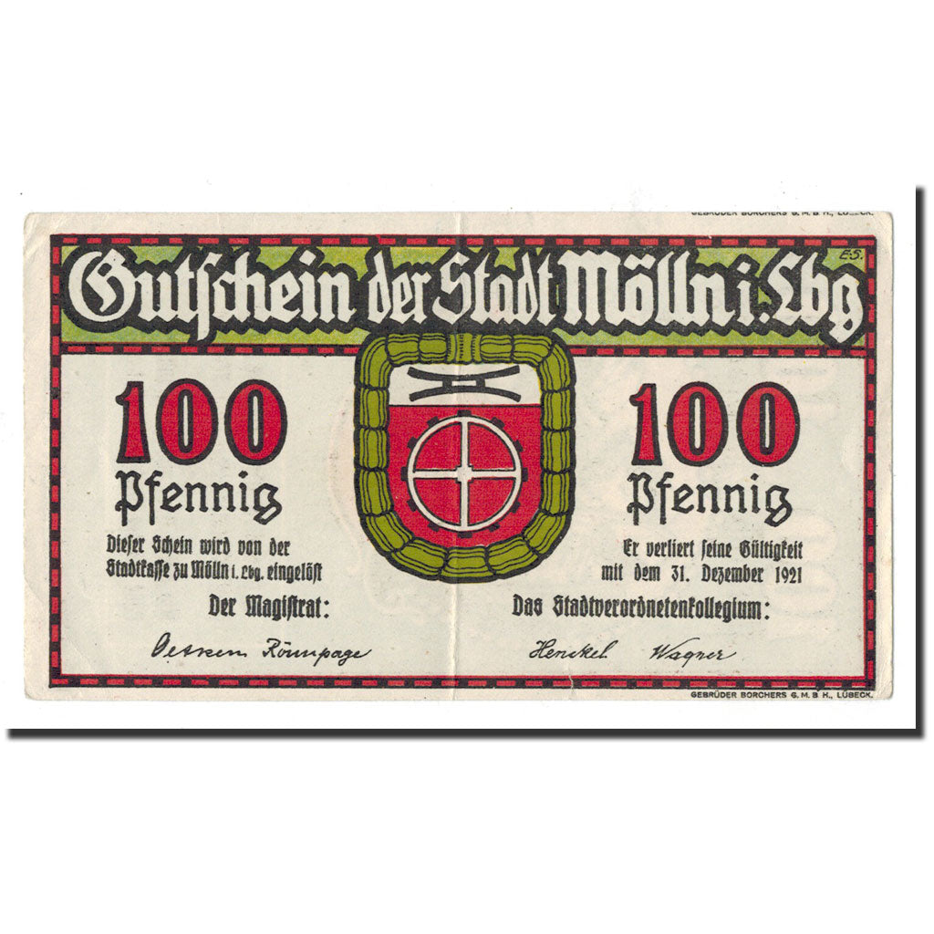Billet, Allemagne, Mölln, 100 Pfennig, personnage, O.D, Undated, NEUF