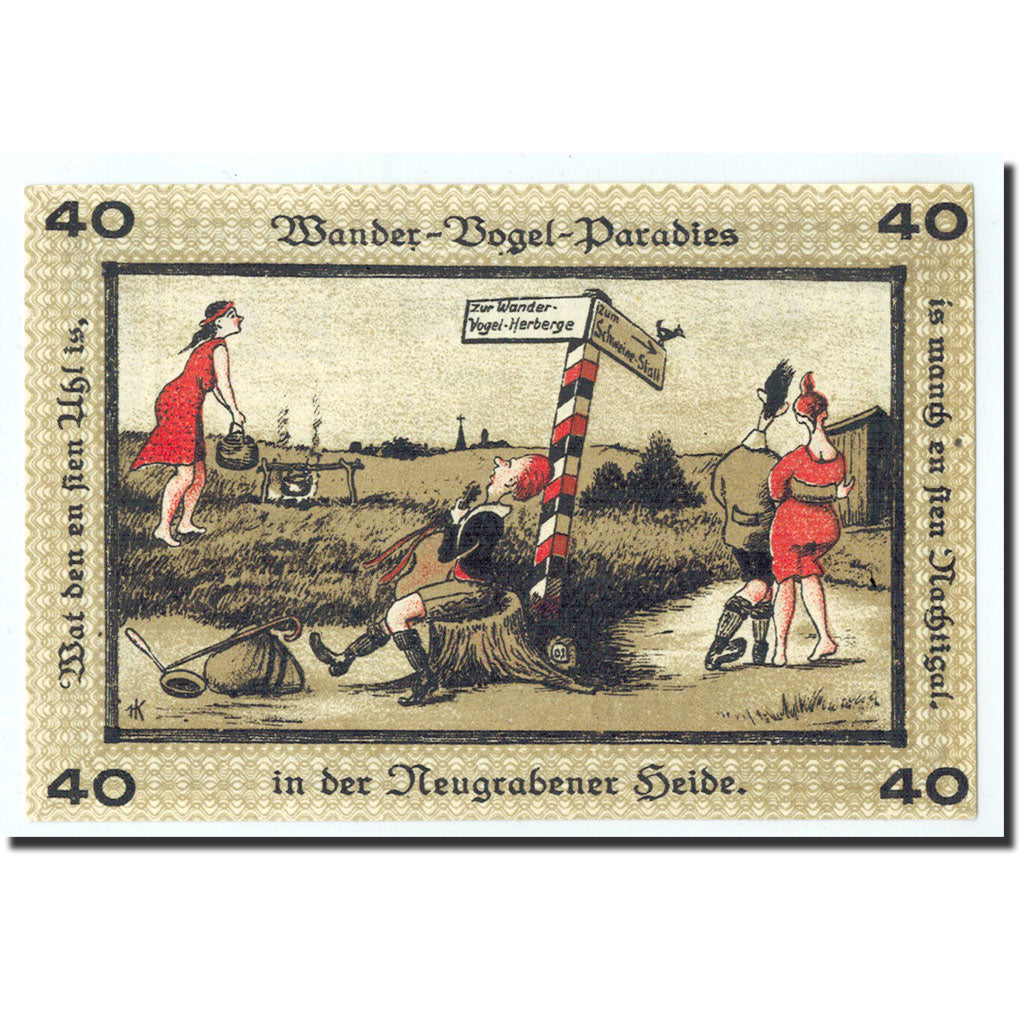 Billet, Allemagne, Neugraben Hausbruch, 40 Pfennig, personnage, 1921