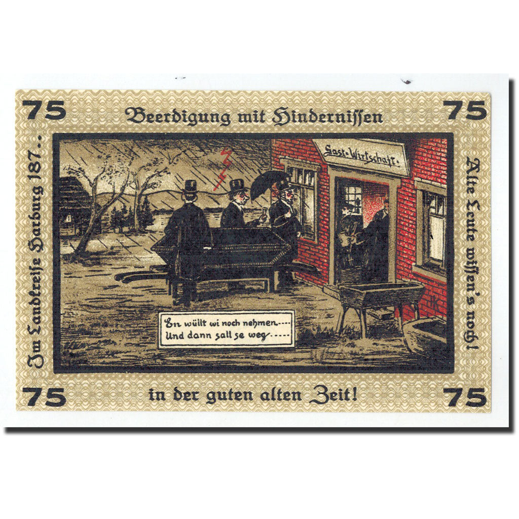 Billet, Allemagne, Neugraben Hausbruch, 75 Pfennig, personnage, 1921