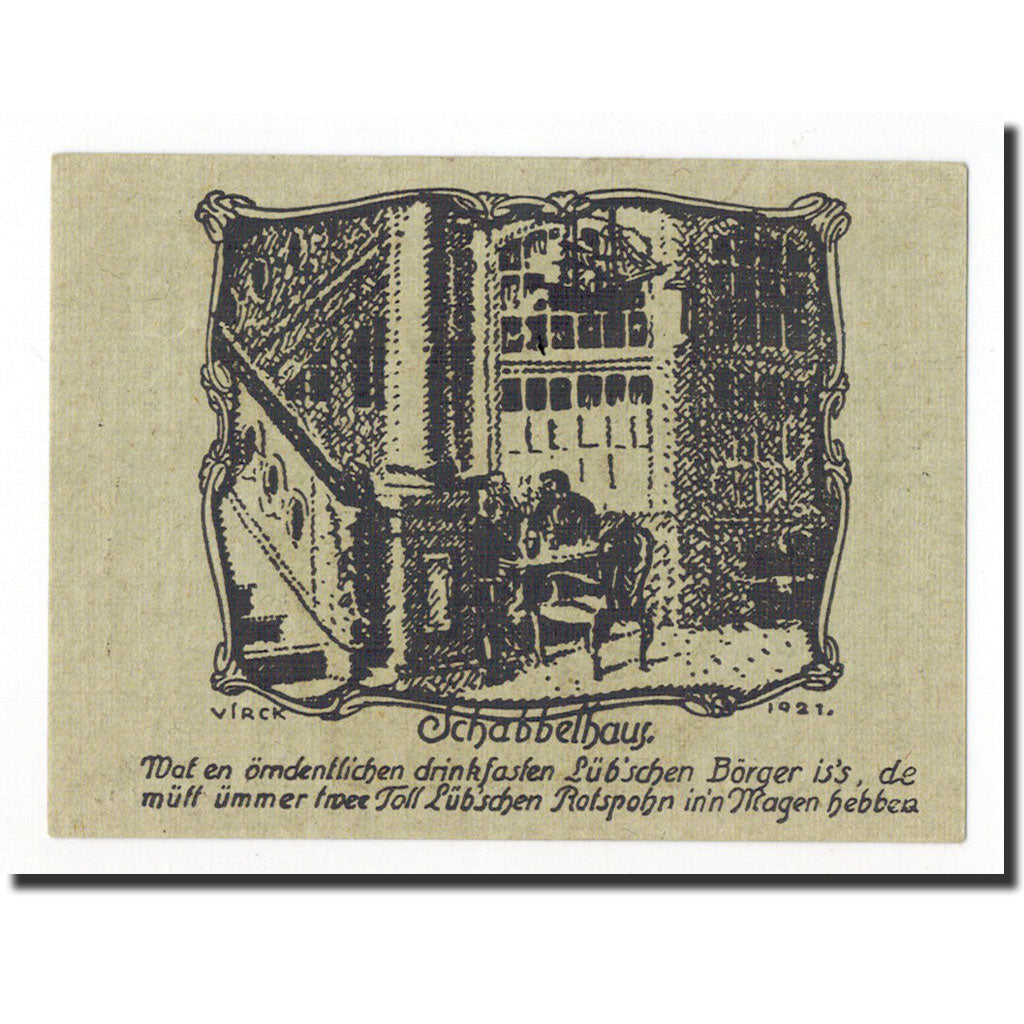 Biljet, Duitsland, Lübeck, 25 Pfennig, Maison, O.D, Undated, NIEUW, Mehl:830.3