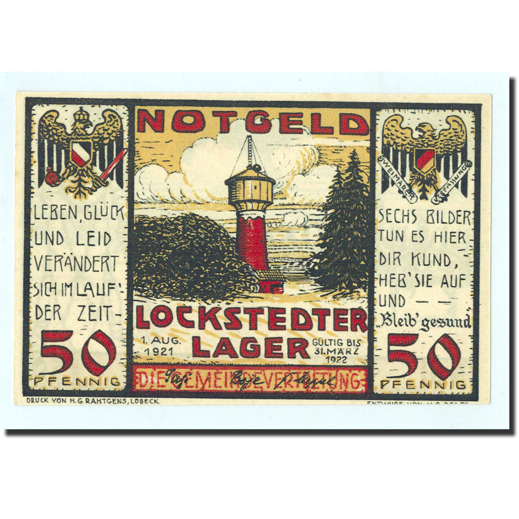 Biljet, Duitsland, Lockstedter, 50 Pfennig, cavalier, 1921, 1921-08-01, NIEUW