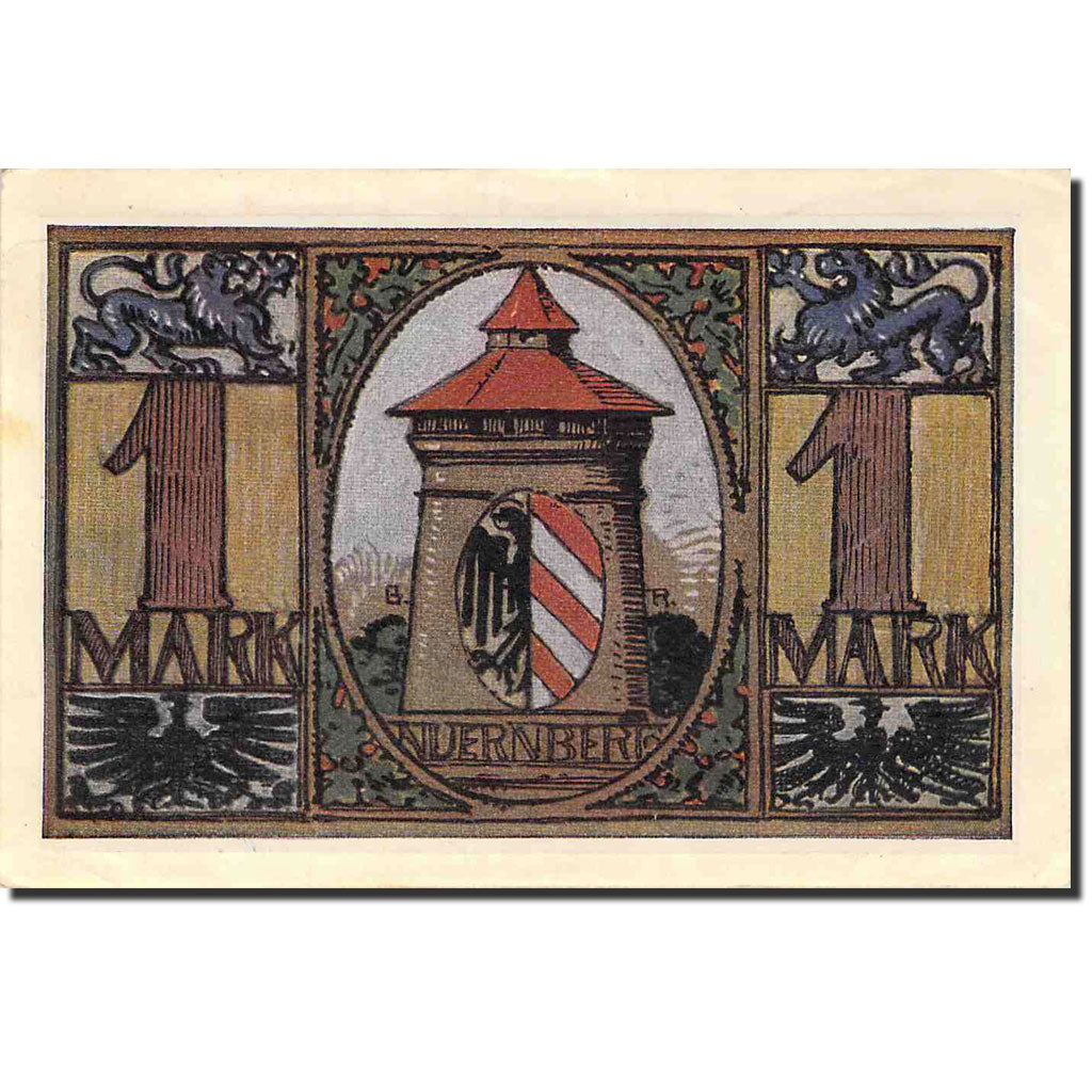 Biljet, Duitsland, Nürnberg, 1 Mark, Monument, 1921, 1921-07-17, SPL