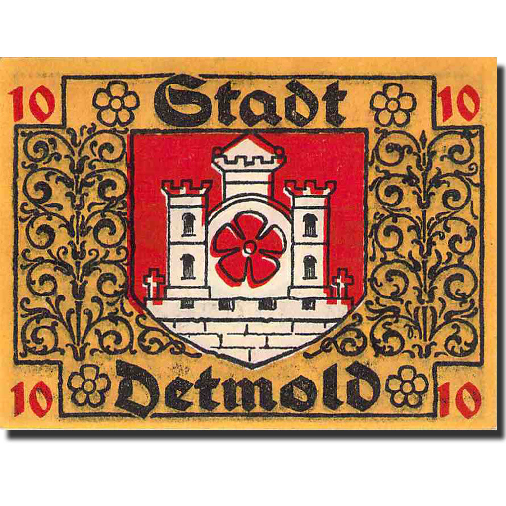 Billet, Allemagne, Detmold, 10 Pfennig, château, 1920, Undated, SPL, Mehl:268.1
