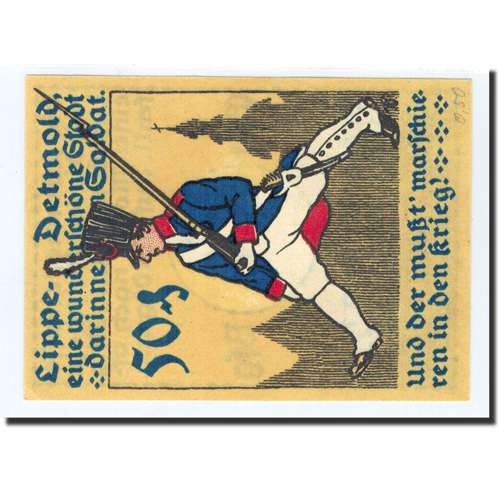 Biljet, Duitsland, Detmold, 50 Pfennig, soldat, 1920, Undated, SPL, Mehl:268.1