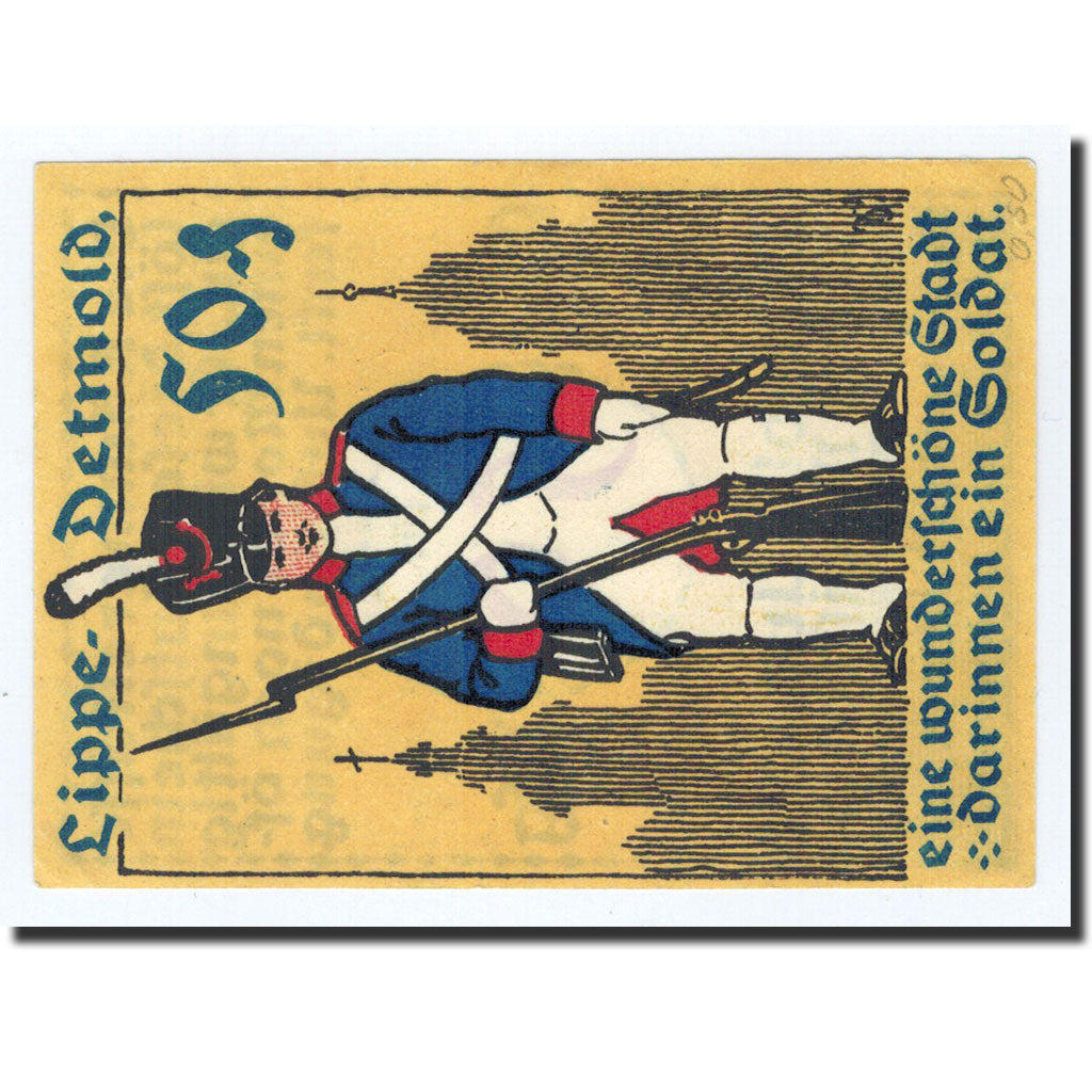 Biljet, Duitsland, Detmold, 50 Pfennig, soldat 1, 1920, Undated, SPL, Mehl:268.1