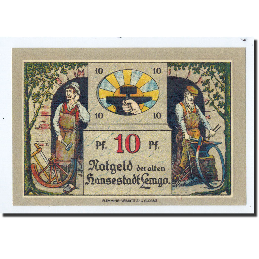 Biljet, Duitsland, Lemgo Stadt, 10 Pfennig, personnage, 1921, 1921-05-25, SPL
