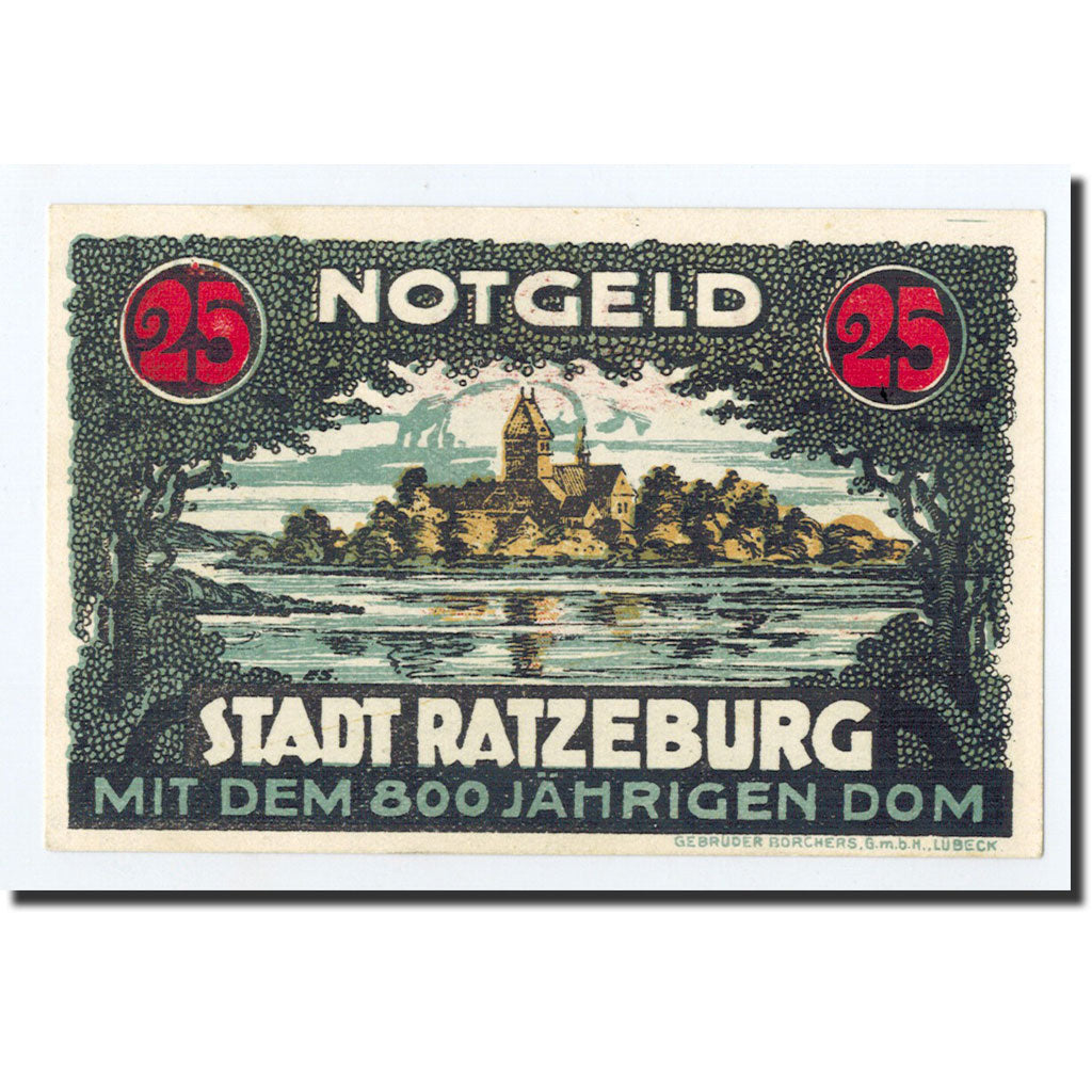 Billet, Allemagne, Ratzeburg, 25 Pfennig, paysage, O.D, Undated, SPL