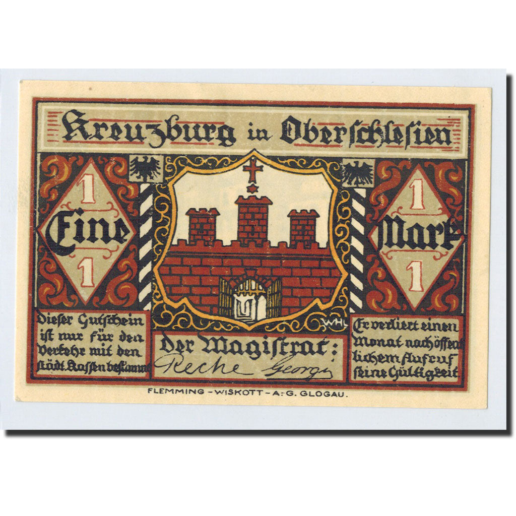 Biljet, Duitsland, Kreuzburg, 1 Mark, Maison, 1921, 1921-10-18, NIEUW