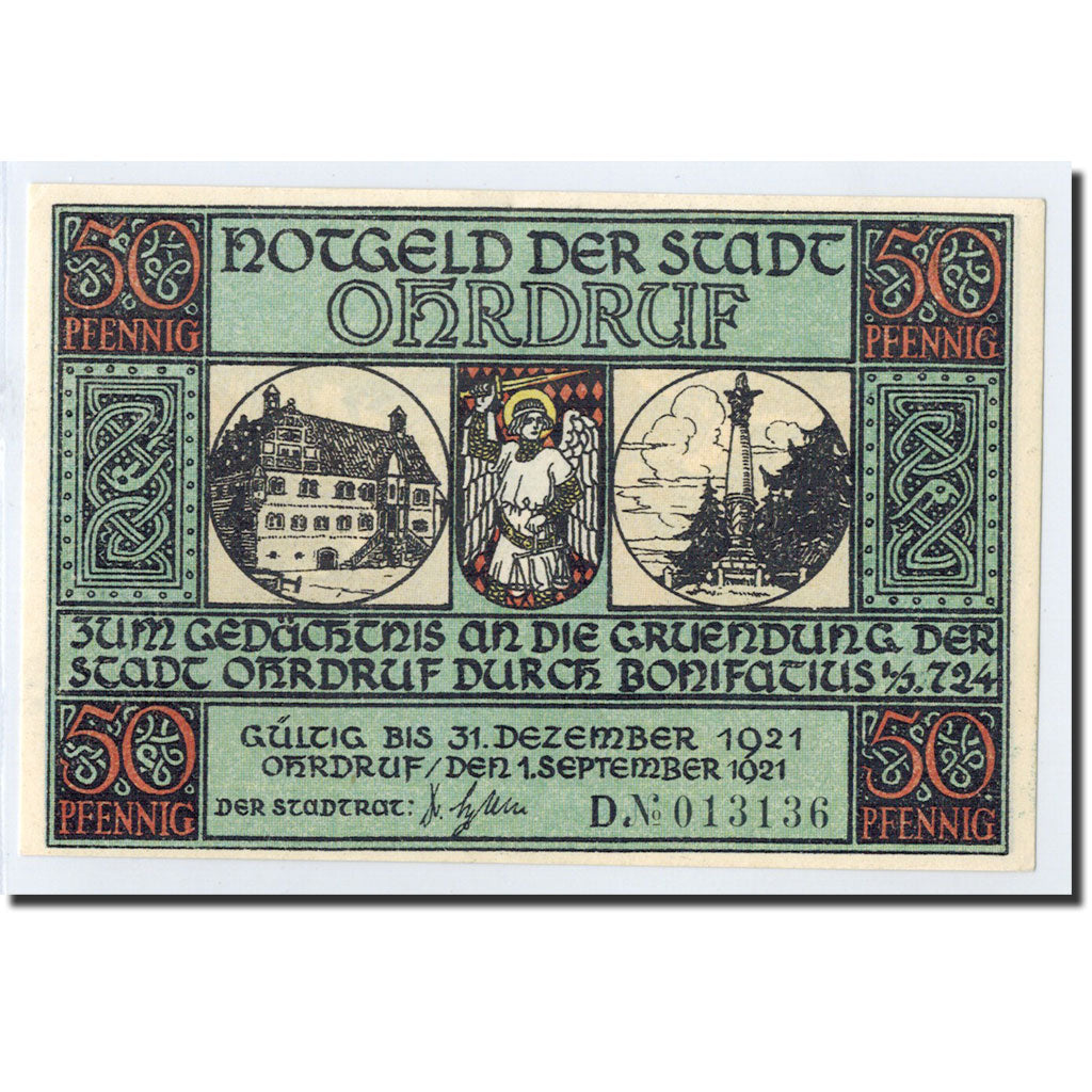 Biljet, Duitsland, Ohrdruf Stadt, 50 Pfennig, personnage, 1921, 1921-09-01