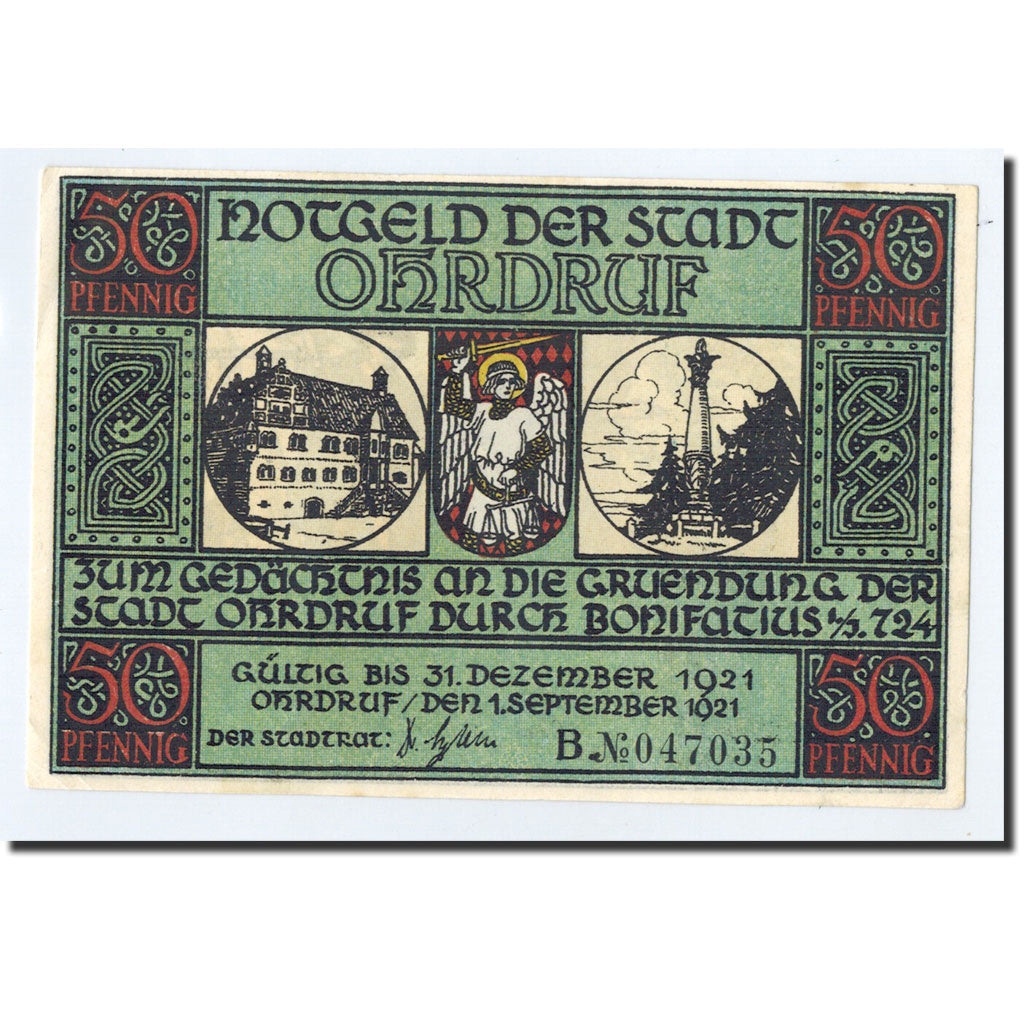 Biljet, Duitsland, Ohrdruf Stadt, 50 Pfennig, personnage 4, 1921, 1921-09-01
