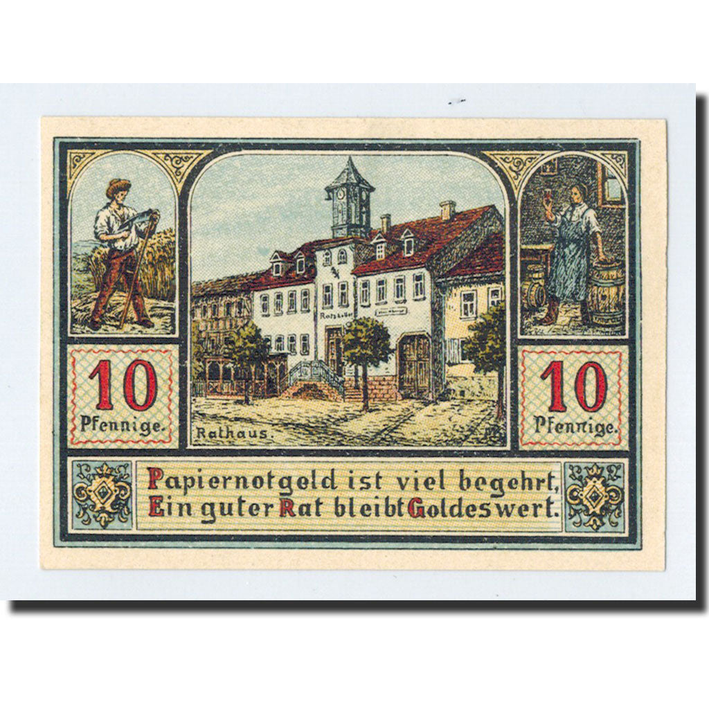 Billet, Allemagne, Plaue, 10 Pfennig, Maison, 1921, 1921-10-30, NEUF