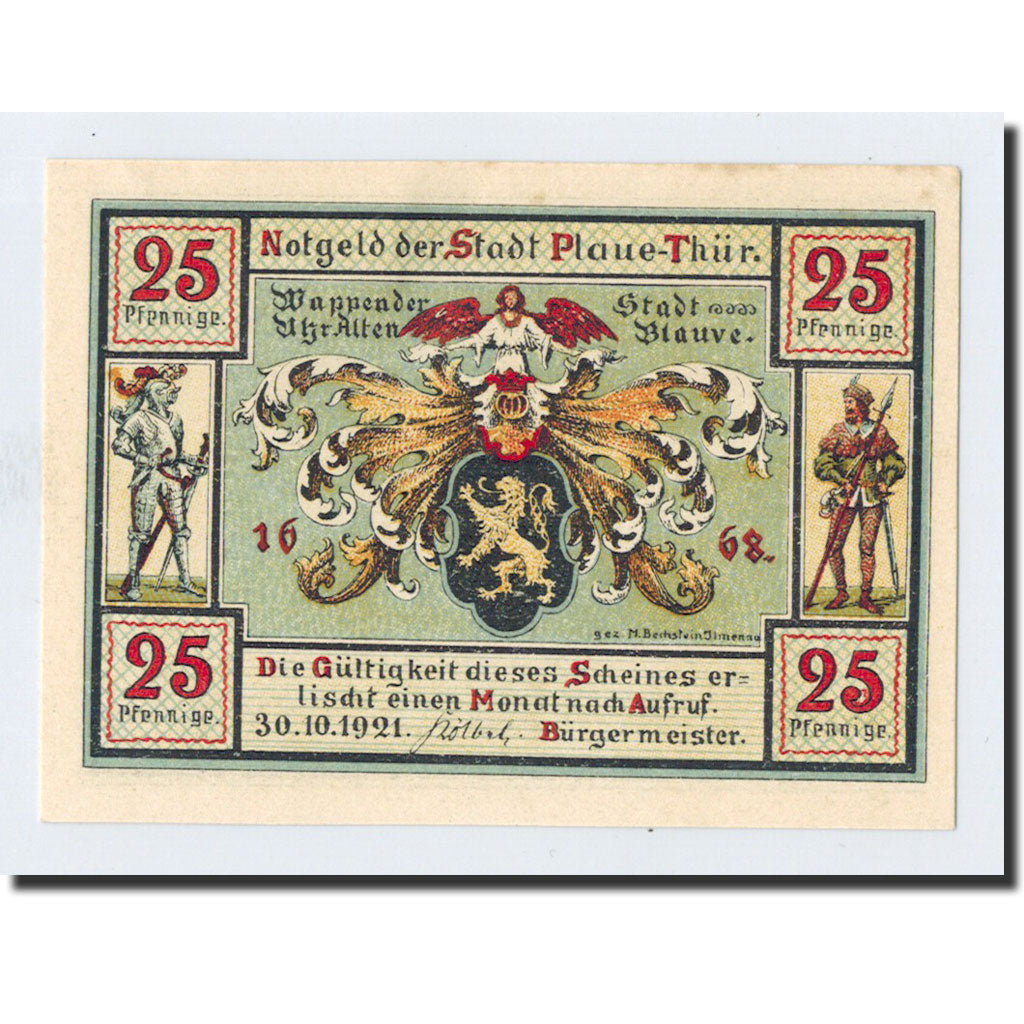 Biljet, Duitsland, Plaue, 25 Pfennig, métier, 1921, 1921-10-30, NIEUW