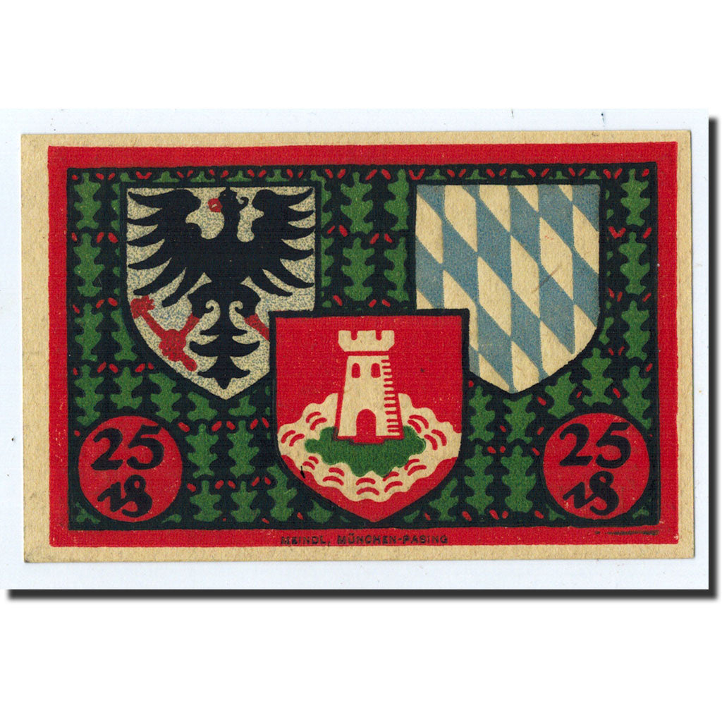 Billet, Allemagne, Pasing Stadt, 25 Pfennig, Ecusson, 1918, 1918-09-01, SPL