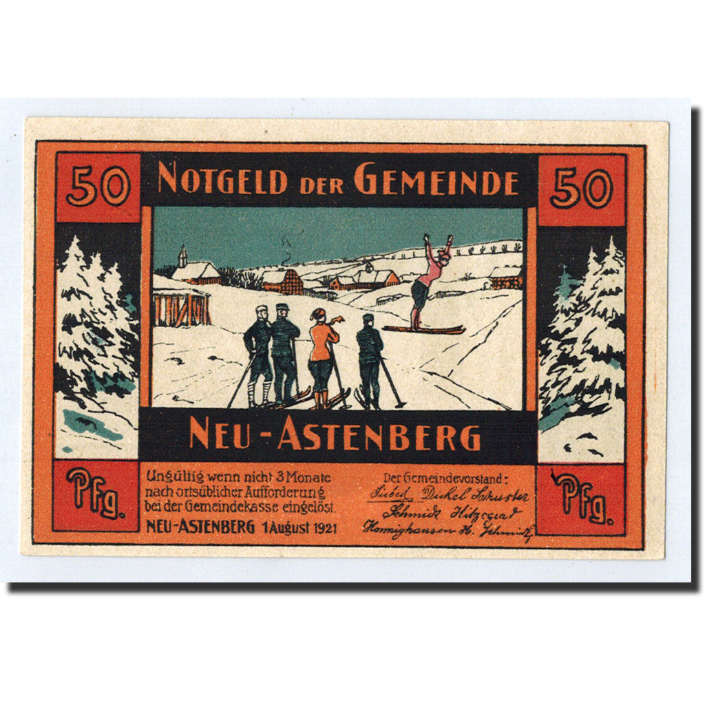 Billet, Allemagne, Neu-Astenberg, 50 Pfennig, personnage, 1921, 1921-08-01