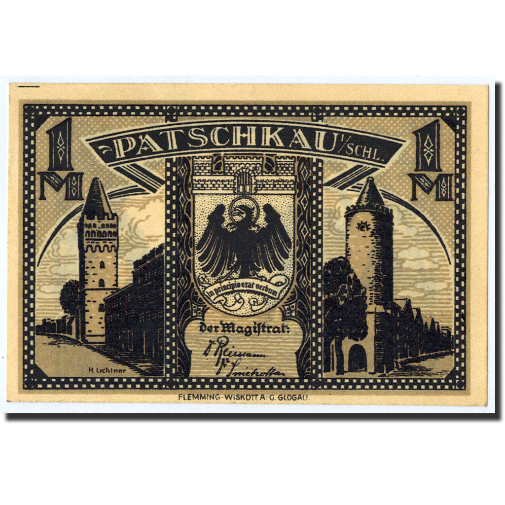 Biljet, Duitsland, Patschkau, 1 Mark, personnage, O.D, Undated, NIEUW