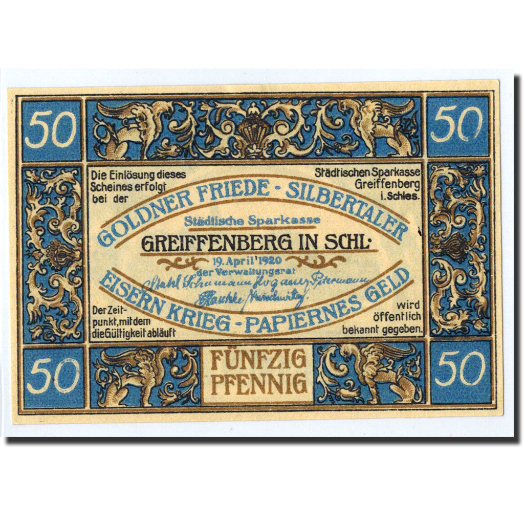 Biljet, Duitsland, Greiffenberg, 50 Pfennig, paysage, 1920, 1920-04-19, NIEUW