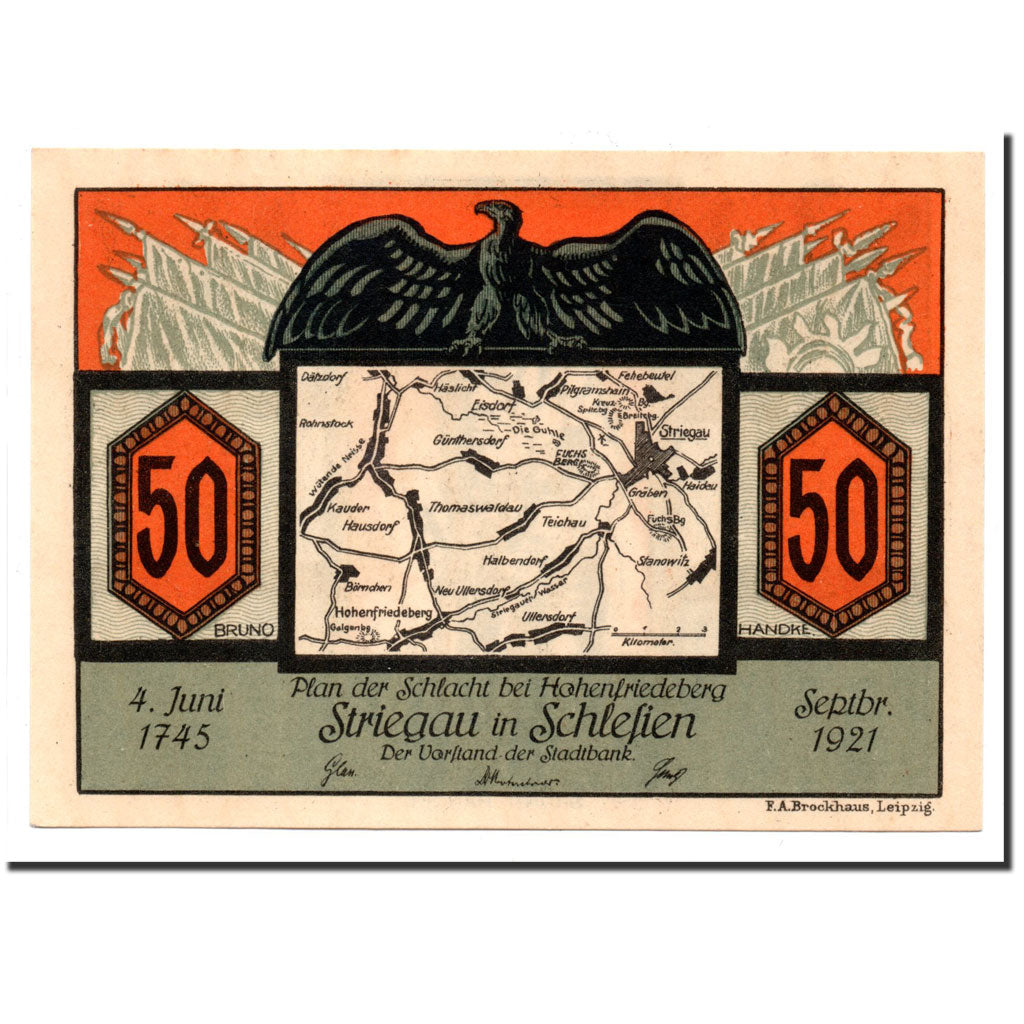 Biljet, Duitsland, Striegau, 50 Pfennig, portrait, 1921, Undated, SPL