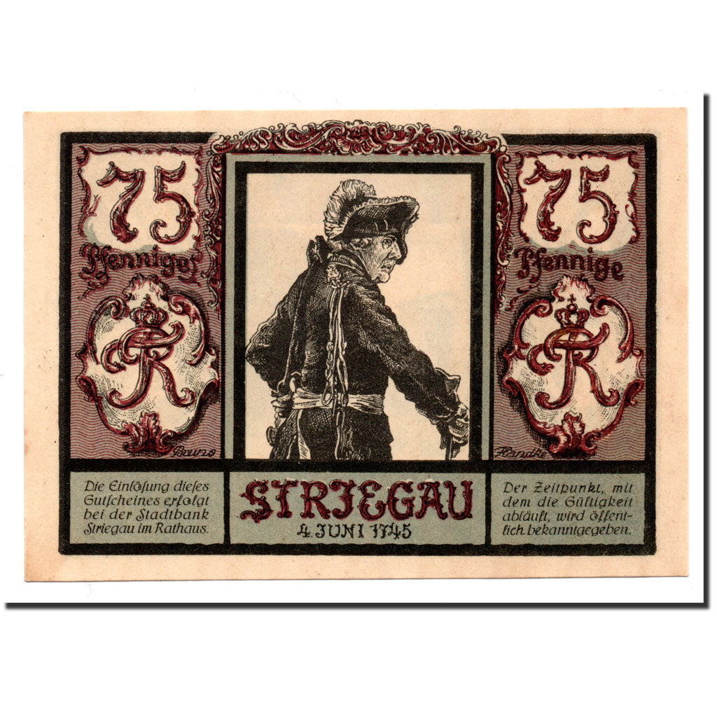 Biljet, Duitsland, Striegau, 75 Pfennig, portrait 1, 1921, Undated, SPL