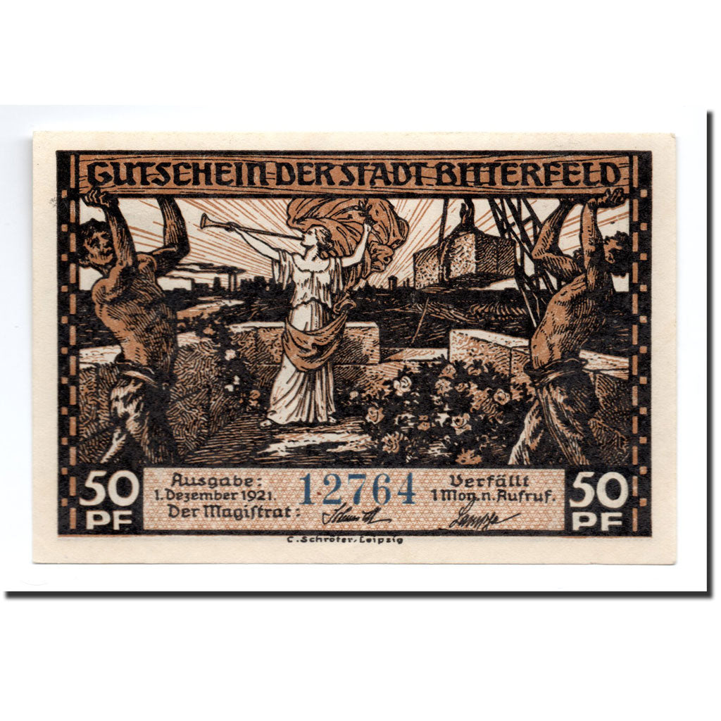 Billet, Allemagne, Bitterfeld Stadt, 50 Pfennig, Mineurs, 1921, 1921-12-01