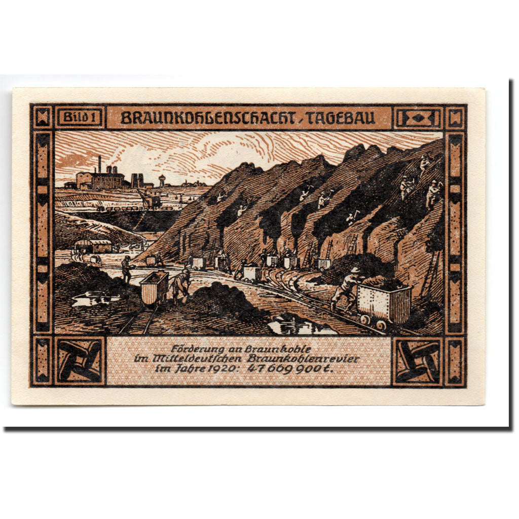 Billet, Allemagne, Bitterfeld Stadt, 50 Pfennig, Mineurs, 1921, 1921-12-01