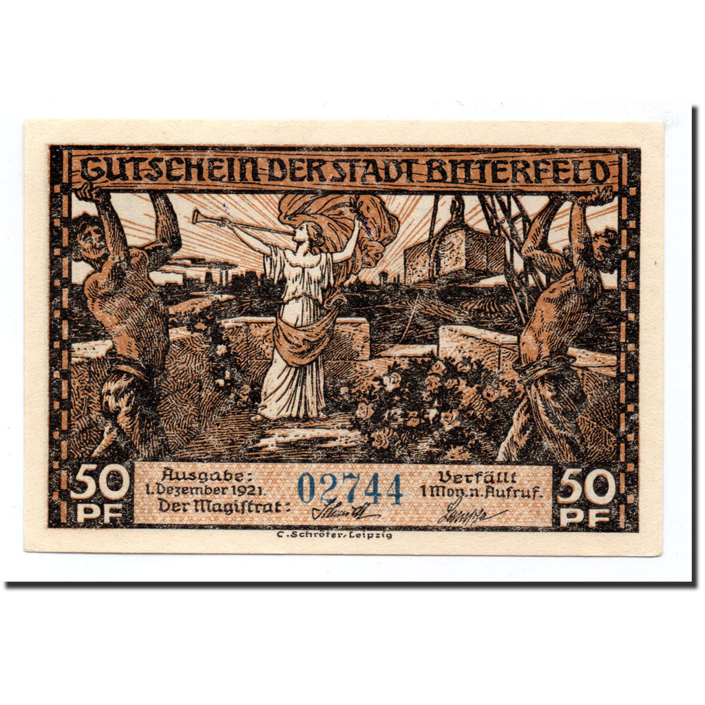 Billet, Allemagne, Bitterfeld Stadt, 50 Pfennig, métier, 1921, 1921-12-01