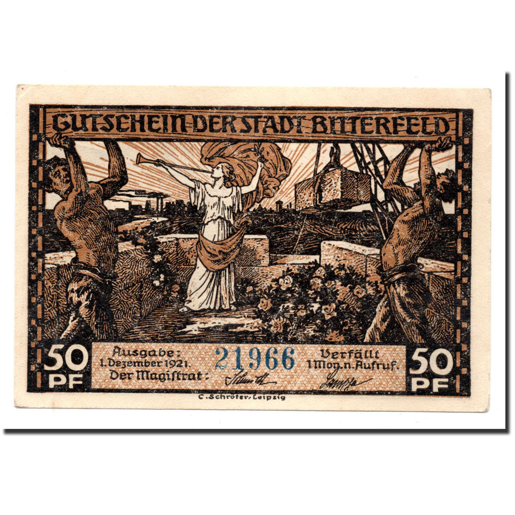 Billet, Allemagne, Bitterfeld Stadt, 50 Pfennig, Usine, 1921, 1921-12-01, NEUF